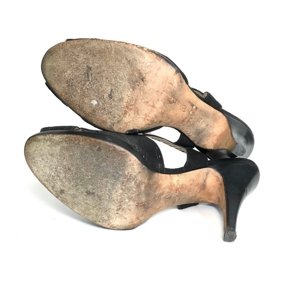 Oscar de la Renta Suede Leather Peep Toe Sandals Heels SIZE 38 - Picture 8 of 16